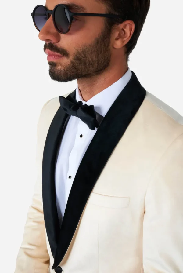 Men OppoSuits Christmas Blazers^Dinner Jacket - Ivory Champagne