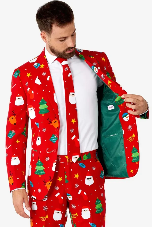 Men OppoSuits Christmas Suits^Festivity Red