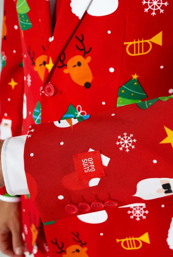 Men OppoSuits Christmas Suits^Festivity Red