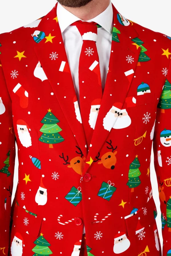 Men OppoSuits Christmas Suits^Festivity Red