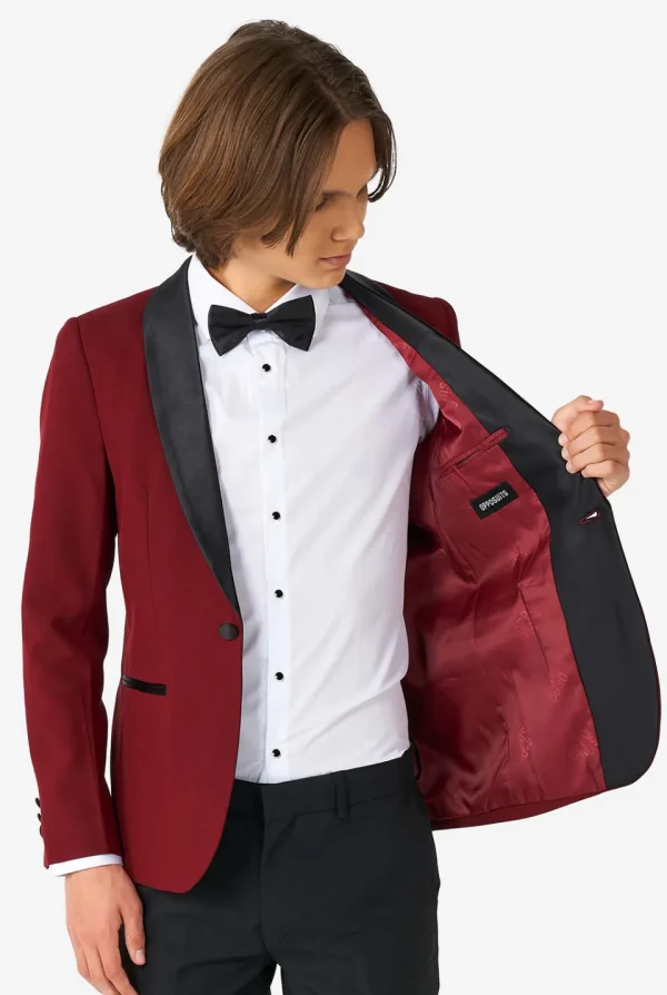 Teen Boys OppoSuits Tuxedos^Hot Burgundy