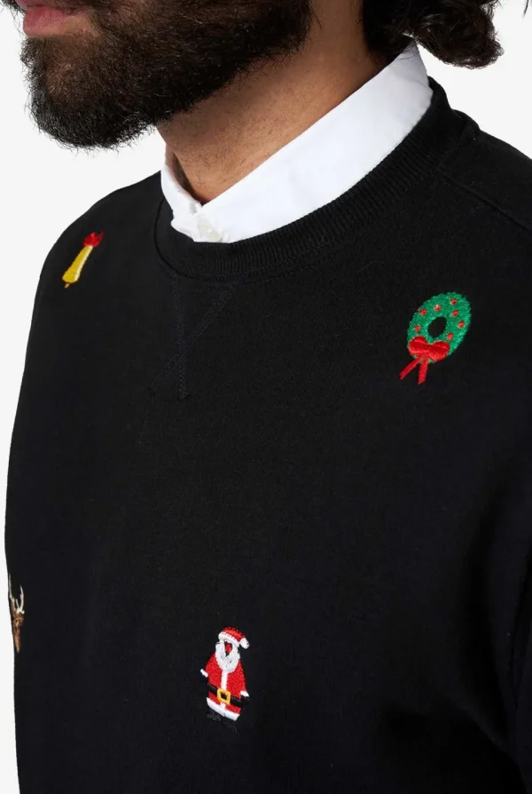 Men OppoSuits Christmas Sweaters^X-Mas Icons - Black
